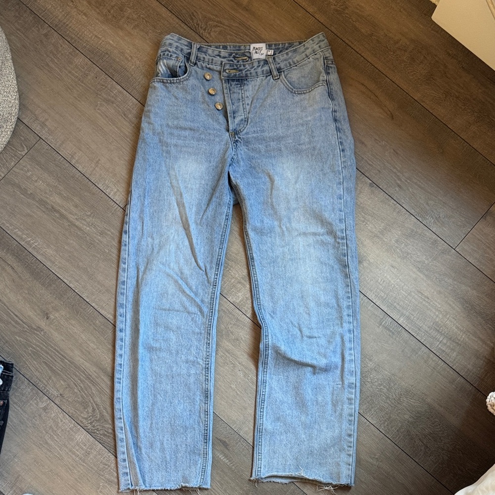 Light Blue Cross High-Waisted Jeans